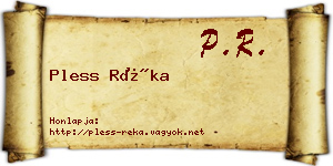 Pless Réka névjegykártya